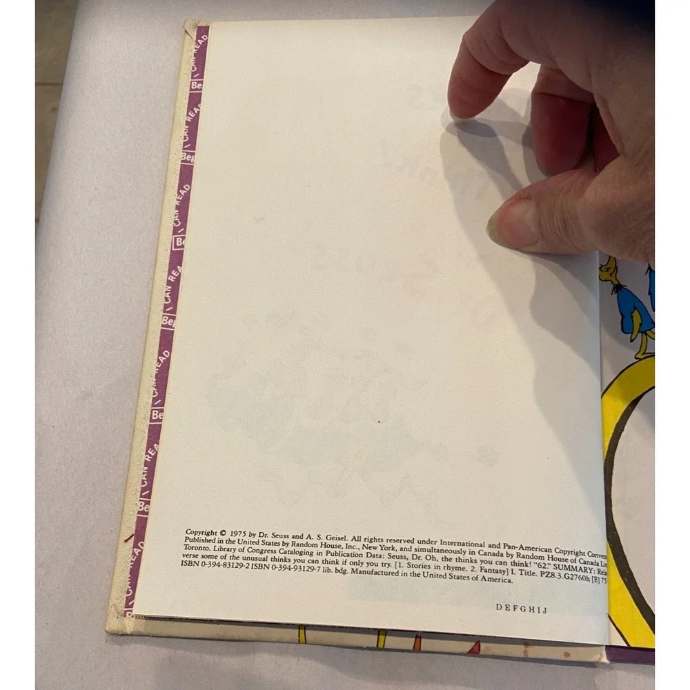 Dr. Seuss Oh The Thinks You Can Think! Hardcover 1975 First Edition Random House